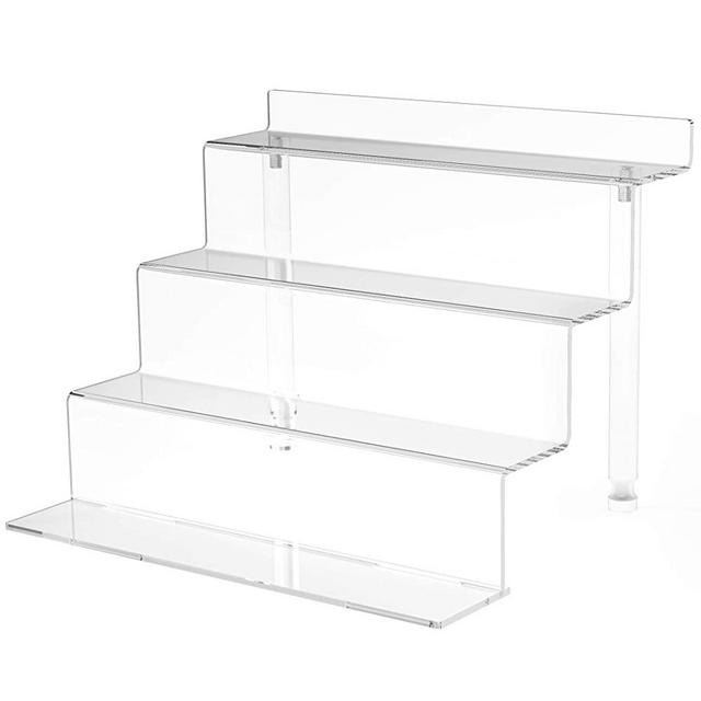WINKINE Acrylic Display Stand, Clear Riser for Amiibo Funko POP Figures, 4 Tier Acrylic Tiered Display Stand for Decoration and Organize, Acrylic Step Riser for Display