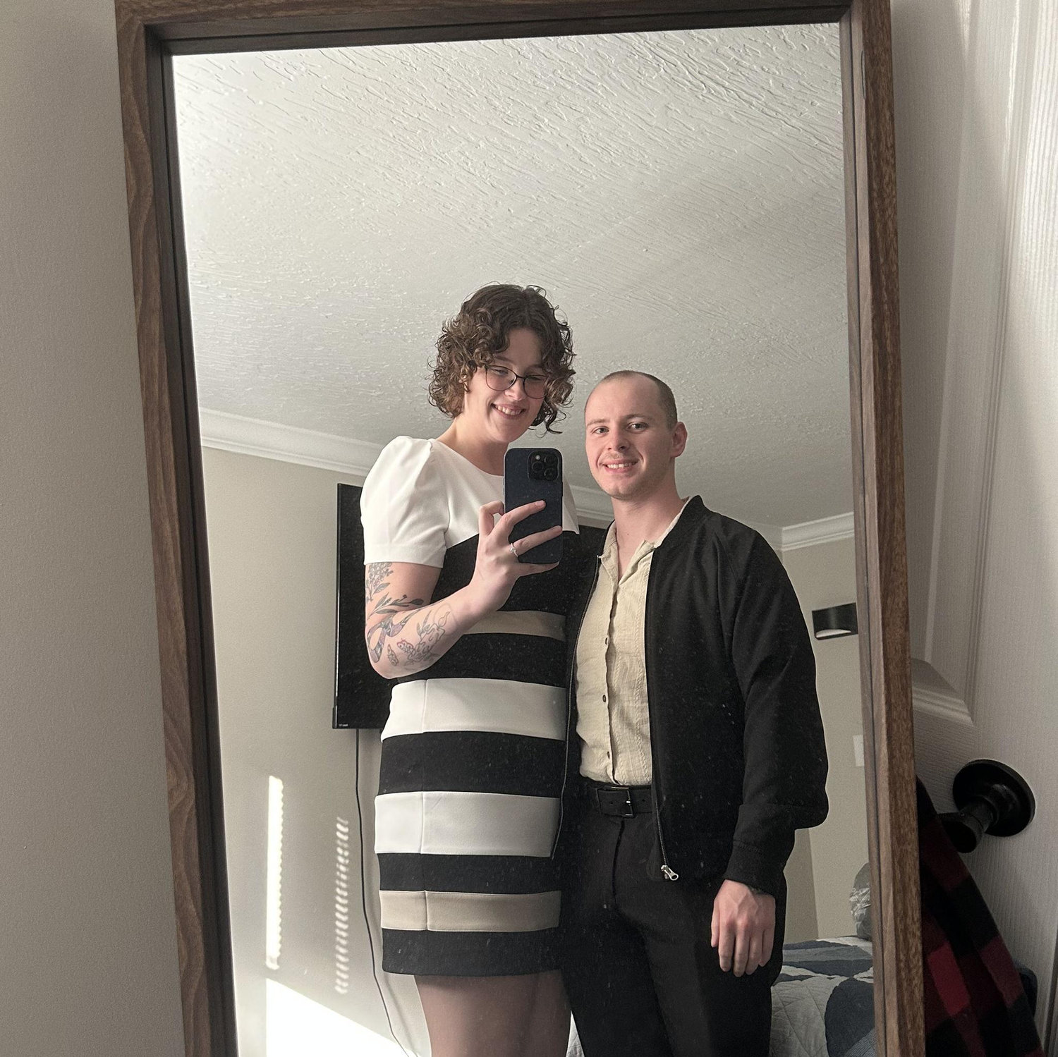 Getting ready for our 5 year anniversary dinner (October 2025)