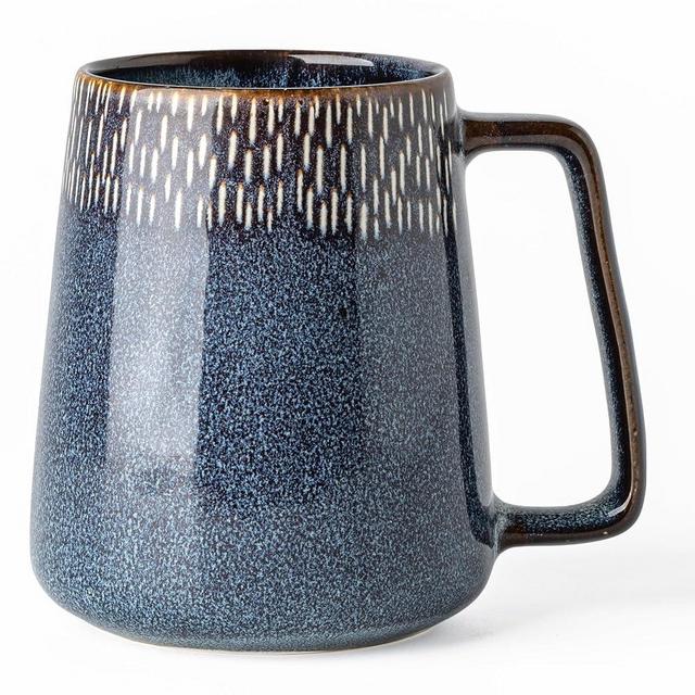TaoTaojarvie Ceramic Coffee Mugs, Extra Large, 24oz Big Mug,Tea Cups, Hand-painted Mugs, Pottery Large Handle, Wide Bottom Coffee Mug for Office/Home, Microwave and Dishwasher Safe. (starry blue)