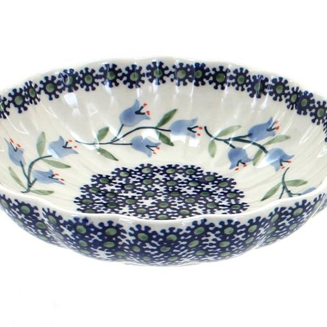 Blue Rose Polish Pottery Tulip Scallop Bowl