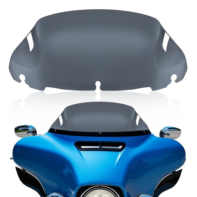 Tvitano Smoke 9" Motorcycle Wave Windshield Windscreen Compatible for 2014-2023 Harley Davidson Touring Street Glide Electra Glide Tri Glide FLHX FLHXU FLHTC FLTR FLTR FLHTK FLHXSE