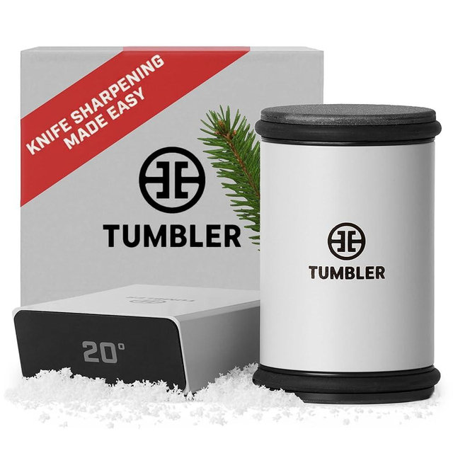 TUMBLER Pro Rolling Knife Sharpener™ - Knife Sharpening Made Easy - Rolling Knife Sharpening Kit with Removable Disc System - Includes 4-Layer Diamond Sharpening Disc & EdgeBoost Ceramic Disc (Grey)