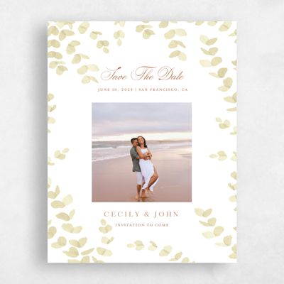 Ochre, White Wedding Save the Date - Opalite Photo