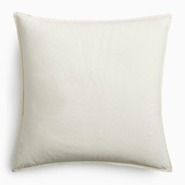 Organic Washed Cotton Percale Euro Sham, Ivory