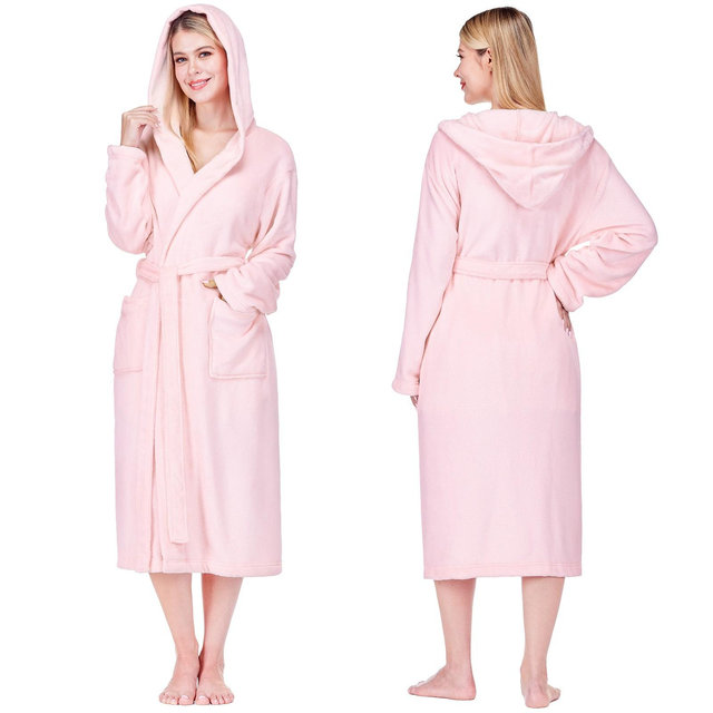 PAVILIA Women Robe with Hood, Fleece Plush Soft Long Hooded Robe, Fluffy Fuzzy Cozy Warm Bathrobe Shower Spa House , Easter Gift