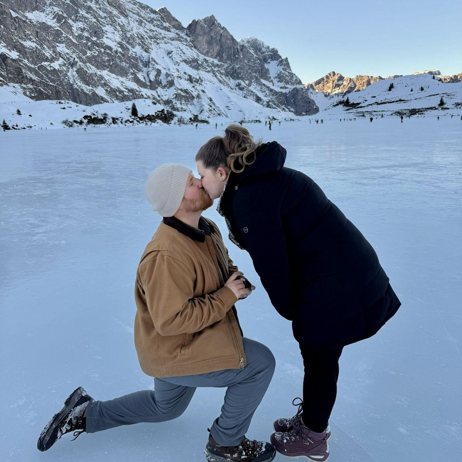She said yes (on a frozen lake)!