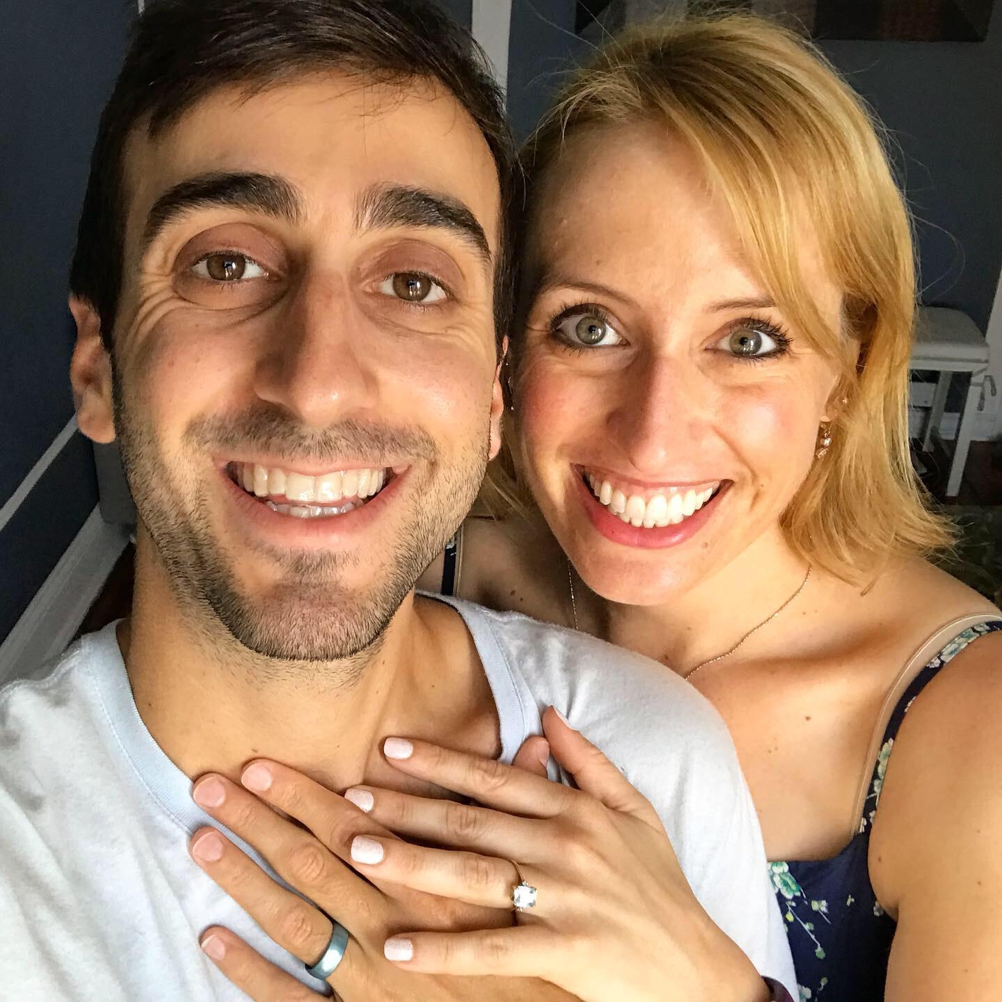 This photo was taken the day after we proposed to each other. (We had to wait for Daniel's ring to arrive!)