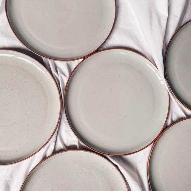 Salad Plates - Rimmed and Speckled - 7.8 in - Earl Grey
