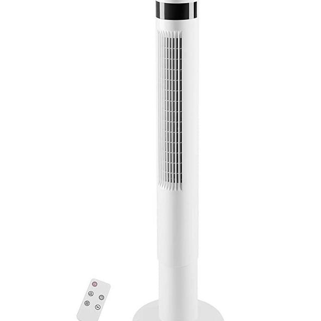R.W.FLAME Tower Fan with Remote Control,Standing fan for office, Oscillation fan, 3 Wind Modes,Time Settings,LED Display(43", White)