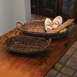 Willow Baskets Flat Oval Trays, Set of 2