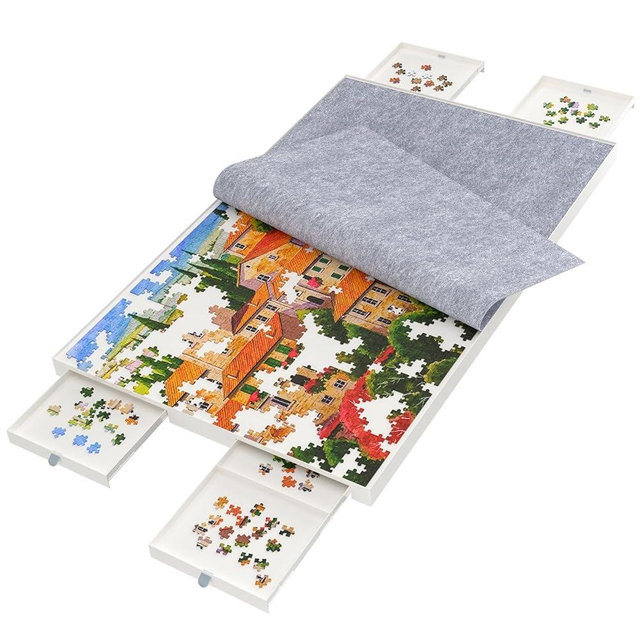 1500 Pieces Puzzle Board with Drawers and Cover,35"x27"Portable Jigsaw Puzzle Table for Adults Puzzle Tables with Drawers