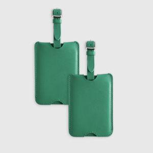 Nappa Leather Luggage Tag (2-Pack) in Kelly Green