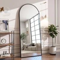 Everly Quinn Full Length Mirror Arch Floor Mirror Wall Mirror Hanging Or Leaning Arched-Top Full Body Mirror With Stand For Bedroom, Dressing Room | Wayfair
