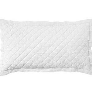 Belgian Flax Linen Diamond Quilted Sham, King, White
