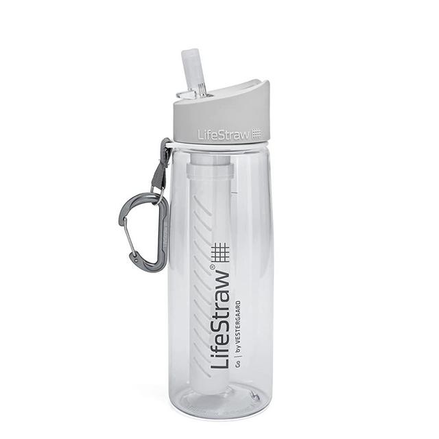 LifeStraw Go Water Filter Bottle with 2-Stage Integrated Filter Straw for Hiking, Backpacking, and Travel, Clear