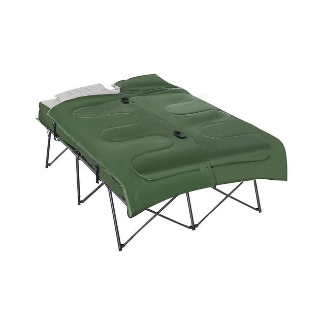 Outsunny 2-Person Folding Camping Cot Portable Outdoor Bed Set with Sleeping Bag, Inflatable Air Mattress, Comfort Pillows and Carry Bag, Soft and Comfortable for Outdoor Travel Camp Beach Vacation