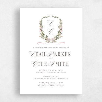 White Greenery Wedding Invitation - Cindra Portrait