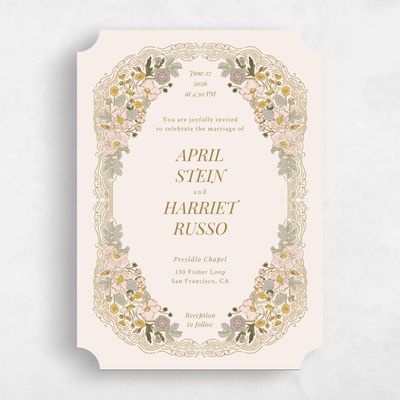 Beige Ticket Wedding Invitation - Pomeroy Portrait