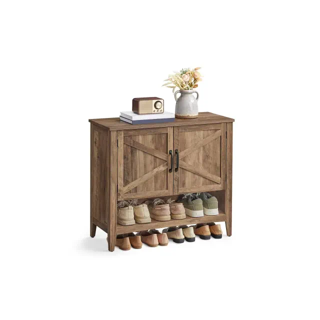 VASAGLE Shoe Cabinet, 3-Tier Shoe Storage Organize 3.8 x 31.5 x 27.6 Inches Entryway Honey Brown