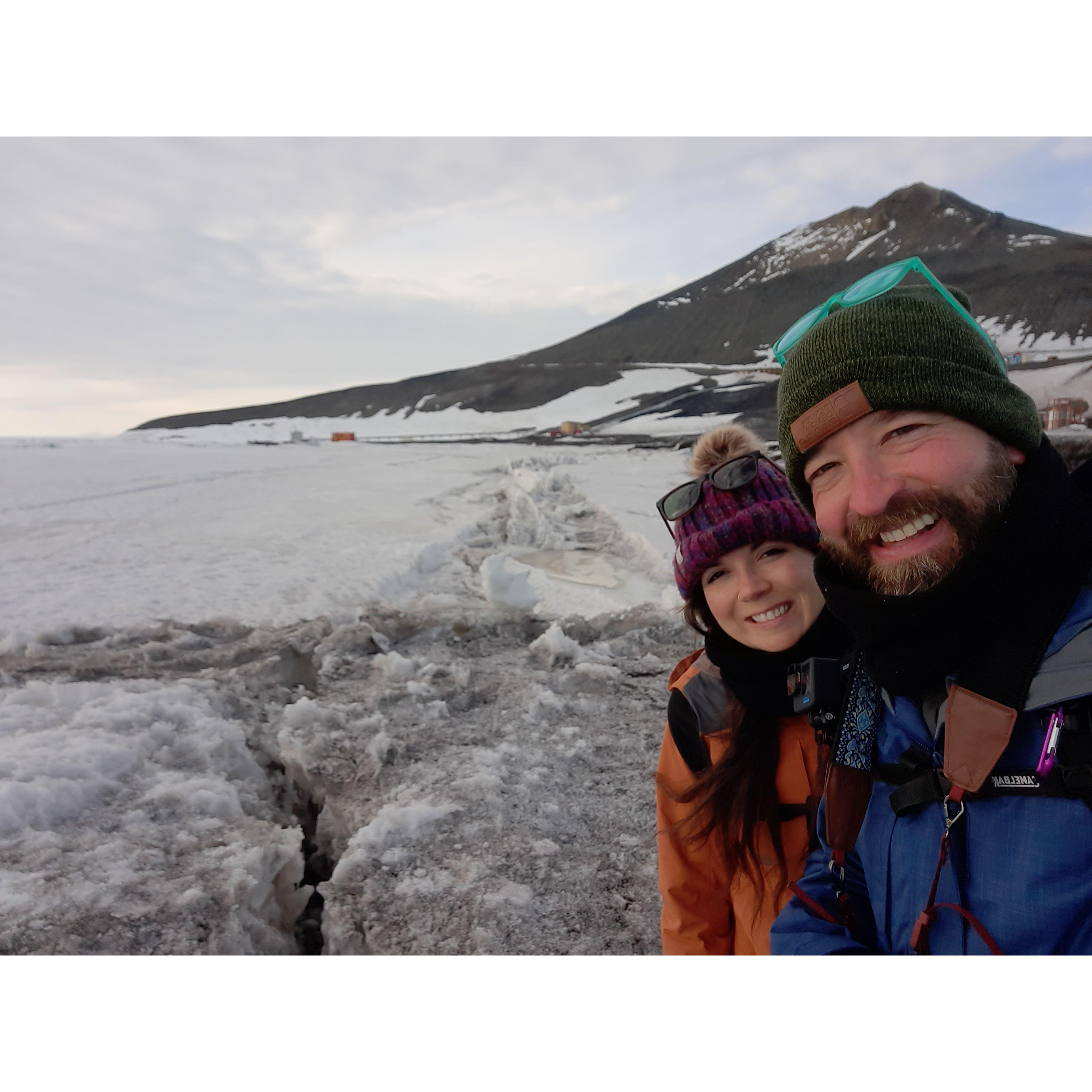 Standing upon the sea ice near a crevasse at McMurdo Station, Antarctica (Nov. 2022)