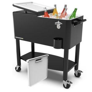 Permasteel 80 Quart Party Cooler, Rolling Ice Chest with Wheels and Handles for Indoor Outdoor Patio