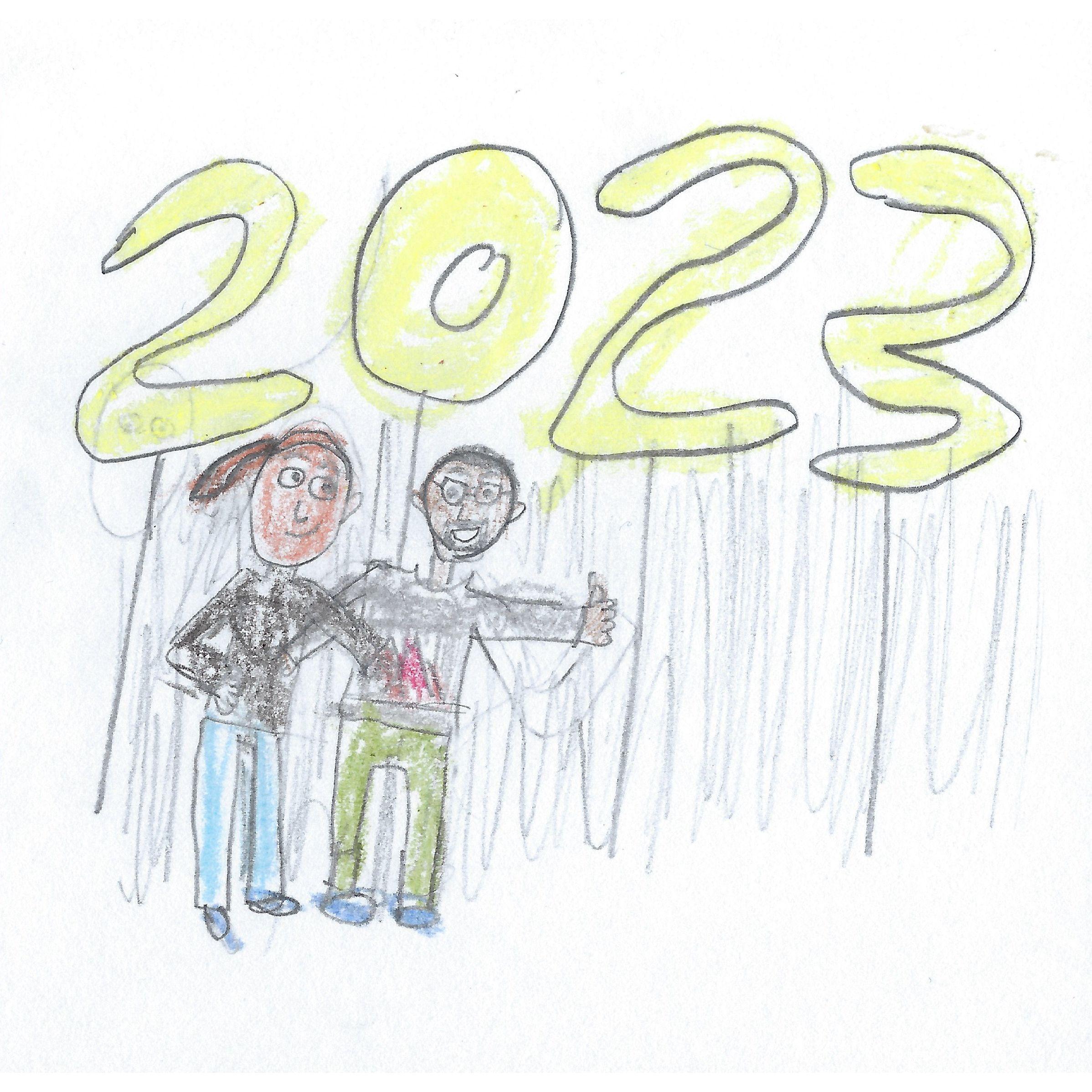 "New Years Eve" drawn by Vera (flower girl, age 7)