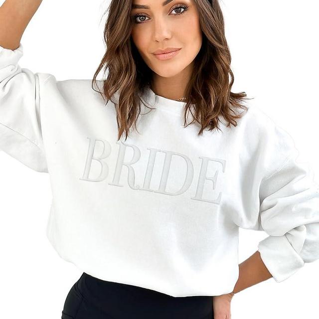 Bride Sweatshirt, Engagement gift, Future Mrs Sweatshirt, Bride to be Gift, Embossed Bachelorette Gift, New Mrs, Fiancee Gift, Newly Engaged (XL, White)