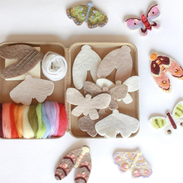Moth Felting Kit, DIY Garden Party Garland, Natural Wool Craft, Beginner Friendly Needle Felting, Nature Lover, Crafter Gift