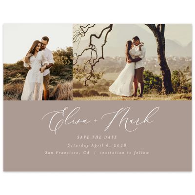 Rich Taupe, Brown Wedding Digital Save the Date - Marlow Multiphoto