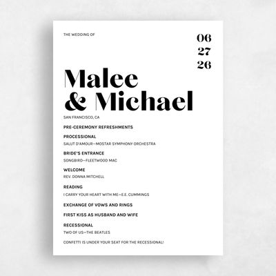 White Standard Wedding Program - Vitale