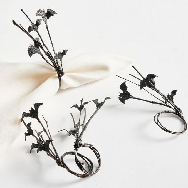 Glitter Bat Handcrafted Napkin Rings, Set of 4