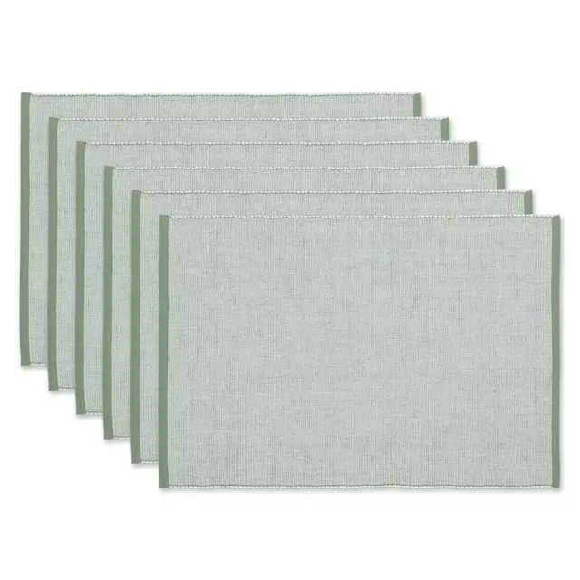 DII Eco-Friendly Chambray Fine Ribbed Placemats in Artichoke (Set of 6)