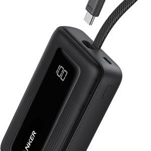 Anker Portable Charger, 10,000mAh 30W Power Bank, USB-C in and Out Fast Charging Battery Pack, Travel Essential Phone Power Bank, for iPhone 17/16, Galaxy and More (Black, 10000.00, Milliamp Hours)
