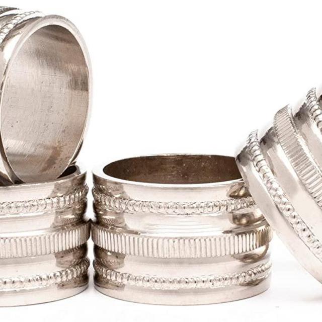 Napkin Ring,Thanksgiving Napkin Ring,Napkin Ring Set of 4,Christmas Napkin Ring,Farmhouse Napkin Ring,Fall Décor Napkin Ring,Napkin Holder ,Rustic Napkin Ring, Iron Metal 2" Dia Dull Silver