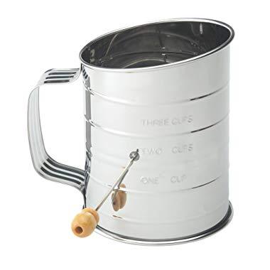 Mrs. Anderson’s Baking Hand Crank Flour Icing Sugar Sifter, Stainless Steel, 3-Cup