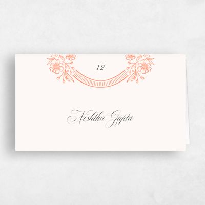 Salmon, Orange Wedding Place Card - Tauriel