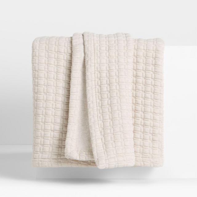 Cozysoft Quilted Jersey Grid King Light Beige Bed Blanket 109"X90"