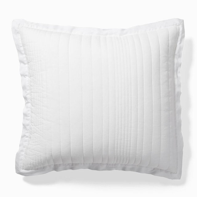 European Linen Linework Euro Sham, White