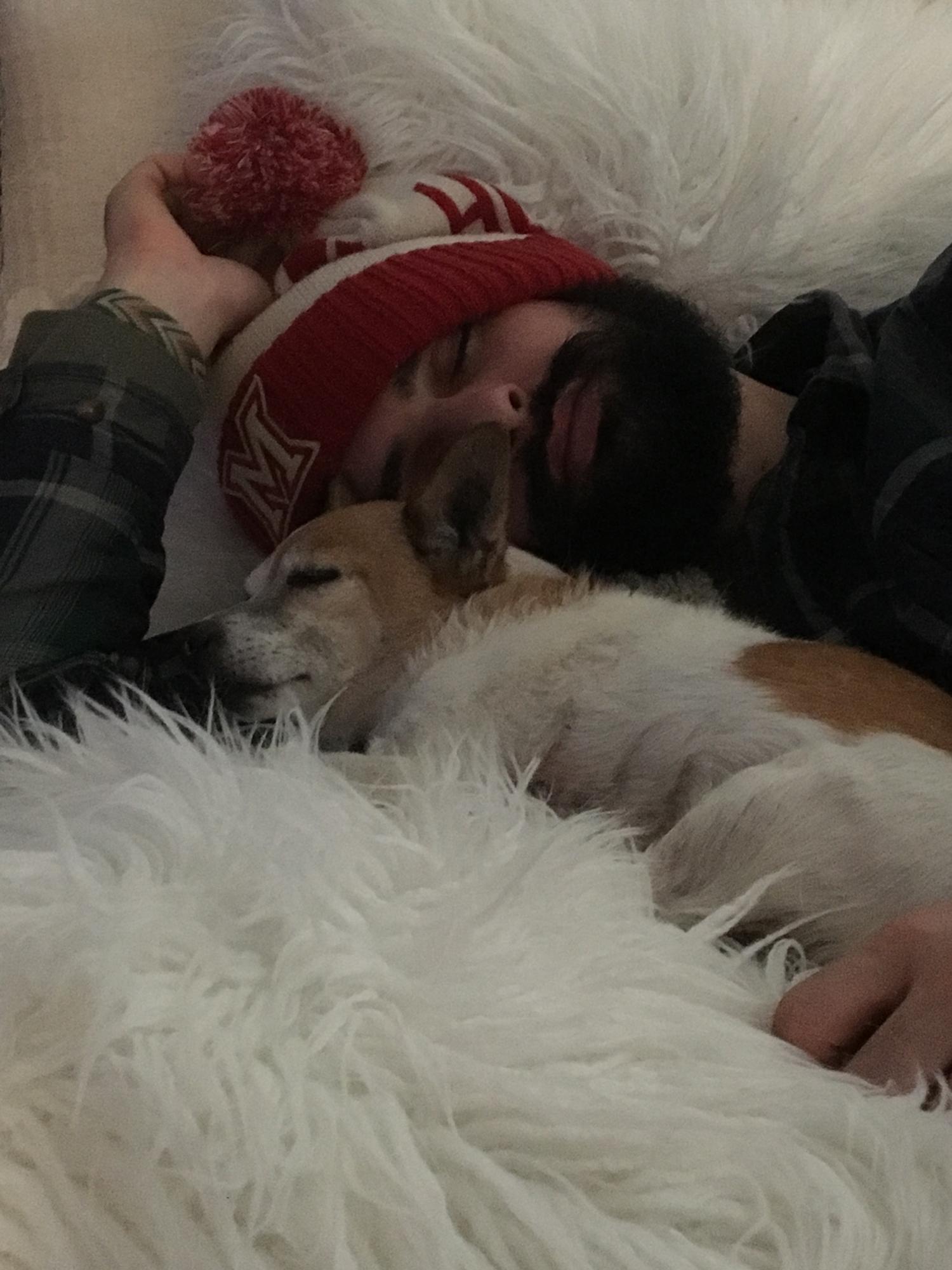 Our first Valentine's Day together, he came over while I was sick with mono and ended up taking a nap with ol' Ruby