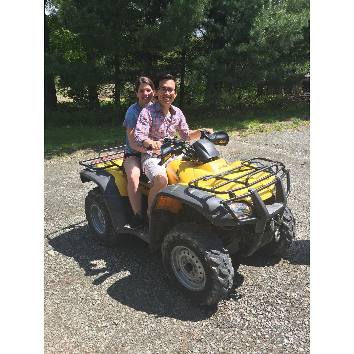 Hoang's first time on a 4-wheeler. Also asked the parents' permission to propose to Stacie that same weekend.