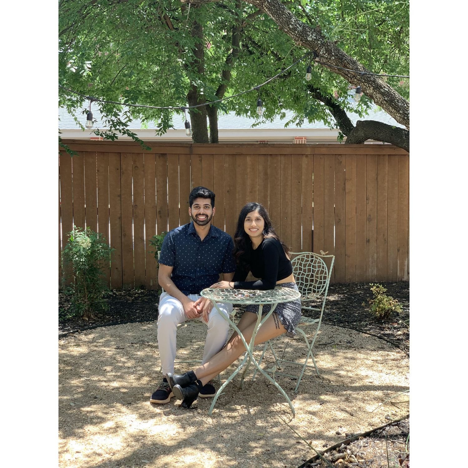 First dating anniversary in the park outside of Megana's medical school residence
