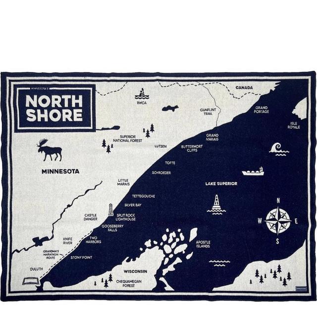 Faribaultmill - North Shore Map Wool Throw Blanket