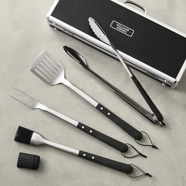 Williams Sonoma Black-Handled BBQ Tool Set with Storage Case