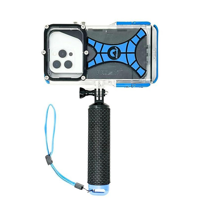 ProShot Dive 2.0 - Underwater housing for iPhone Rated to 130 feet. Underwater Camera housing Compatible with All iPhones. Waterproof case for Diving and Snorkeling. (Black/Blue)
