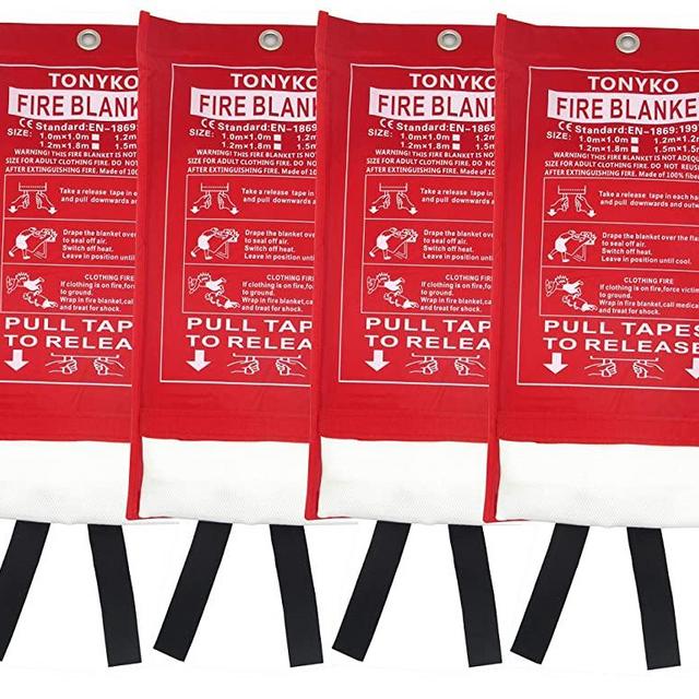 Tonyko Emergency Fire Blankets, Flame Retardant Protection and Heat Insulation Designed for Kitchen,Fireplace,Grill,Car,Camping(White（4PACK）)