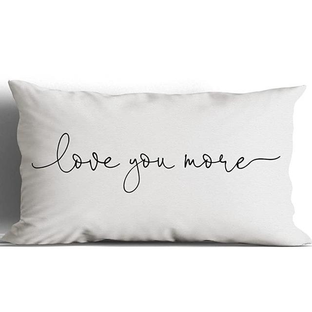 Love You More Throw Pillow Cover,12"X20" Decorative Pillowcase Cushion Cover for Sofa Couch Bed,Home Bedroom Living Room Decor,Wedding Anniversary Birthday for Wife Husband Couples