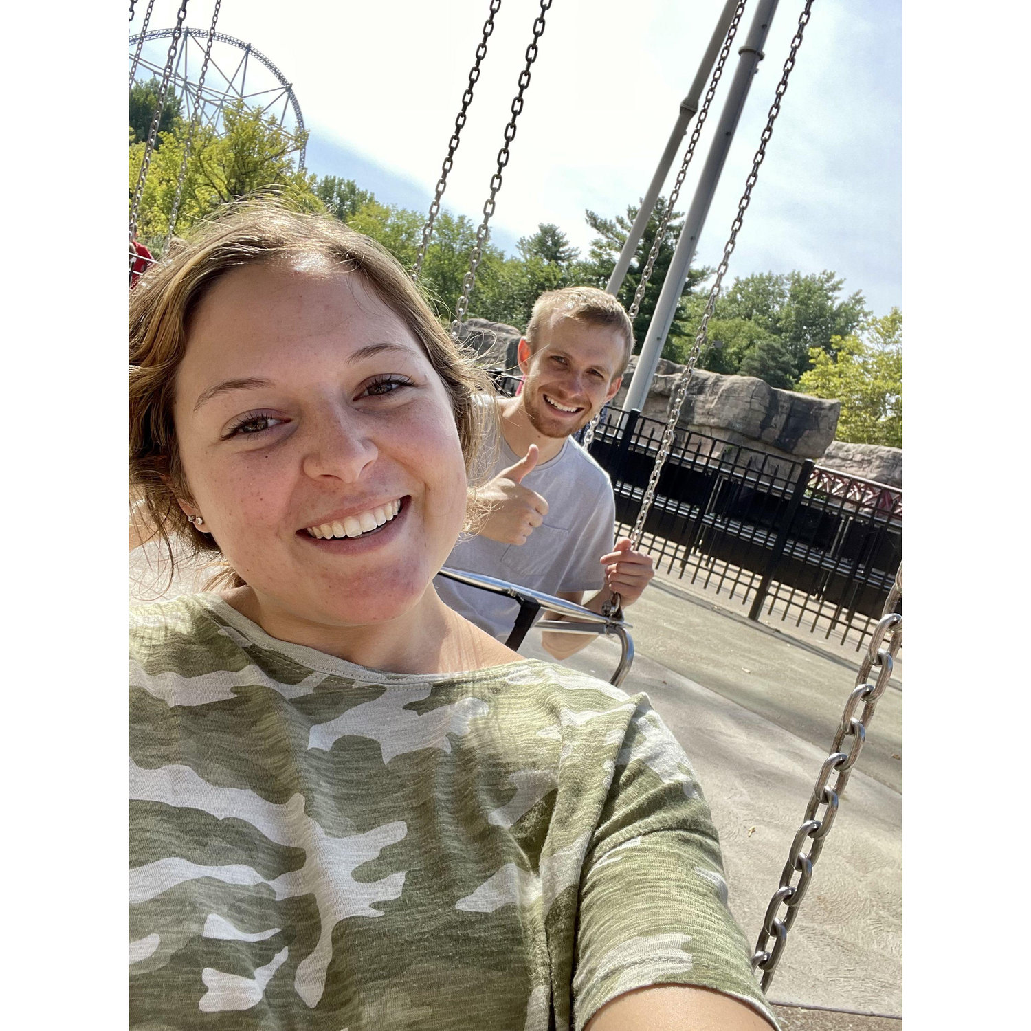 Both of us love rollercoasters, so we've made it a tradition to go to theme park each summer!