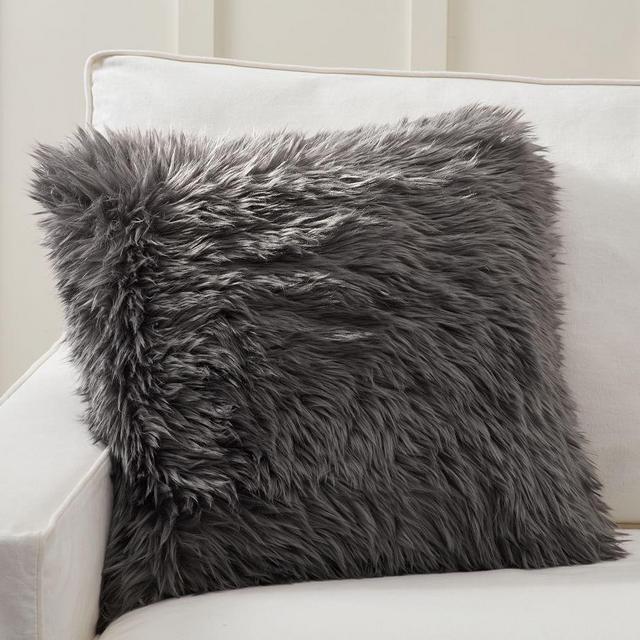 Luxe Faux Fur Pillow Cover, 20 x 20", Nickel