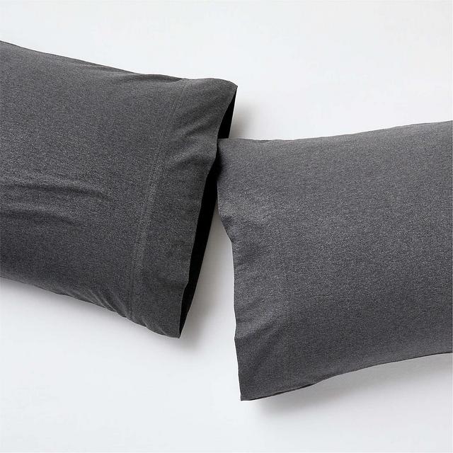 Organic Jersey Charcoal Grey King Pillowcases, Set of 2