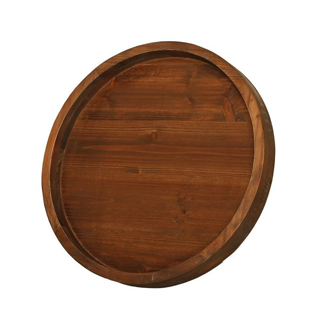 Juleduo 13.38 Inch Round Wood Lazy Susan Turntable Tray, Classic Style, Durable and Organizer for Cabinet Pantry Coffee Table Tray Brown